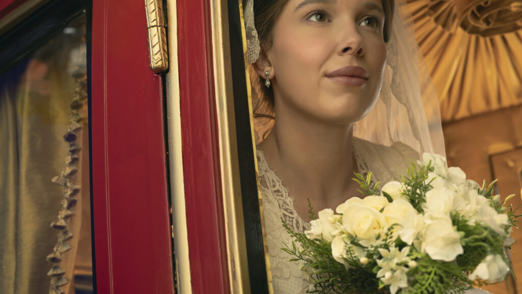 Elegant Bride in Vintage Carriage 4K Wallpaper