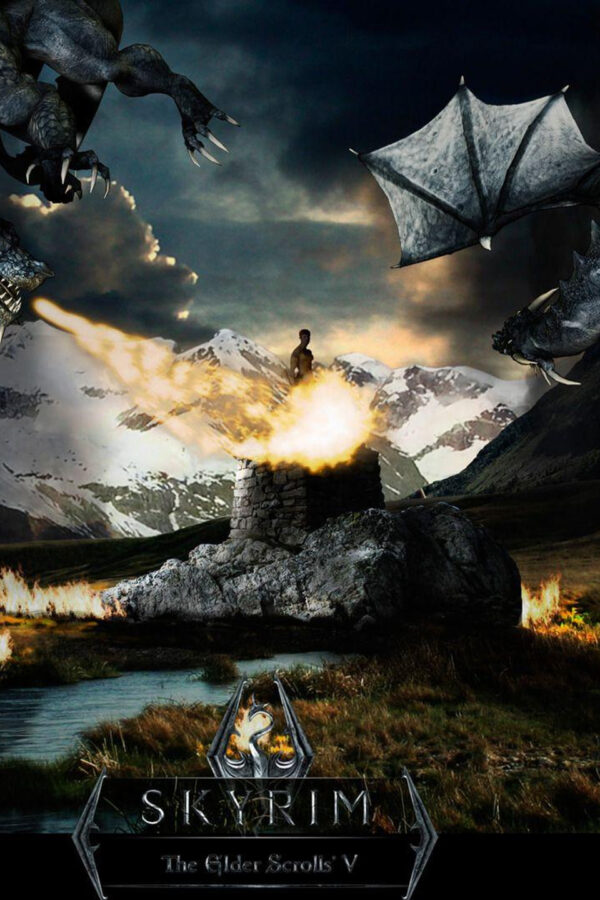 Fantasy Dragon Battle Landscape Desktop Wallpaper