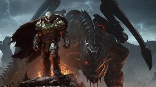 Doom Slayer and Dragon Concept Art Desktop Wallpaper