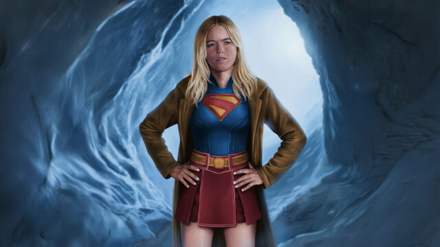 Supergirl Standing in an Ice Cave Desktop Wallpaper
