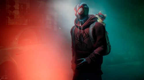 Miles Morales and Spider-Cat Cinematic 4K Wallpaper