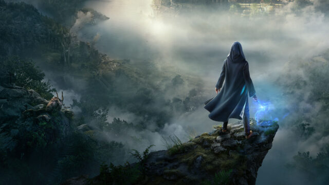 Hooded Wizard Overlooking Misty Valley 4K Desktop Wallpaper