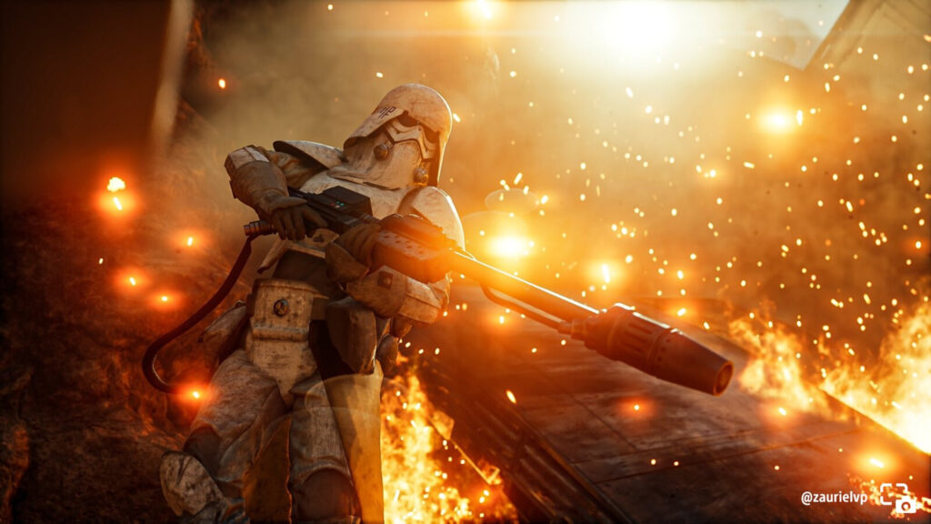 Star Wars Incinerator Trooper Amidst Fire Desktop Wallpaper