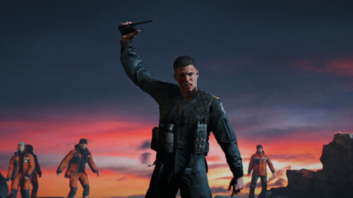 Soldier Raising Radio at Sunset PC Wallpaper