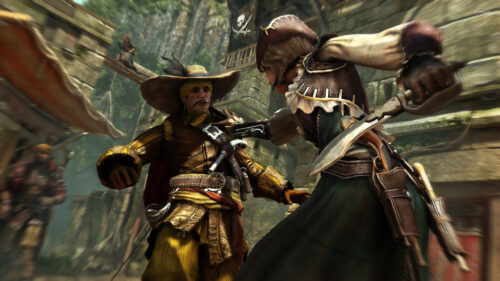Action-Packed Pirate Duel 4K Desktop Wallpaper