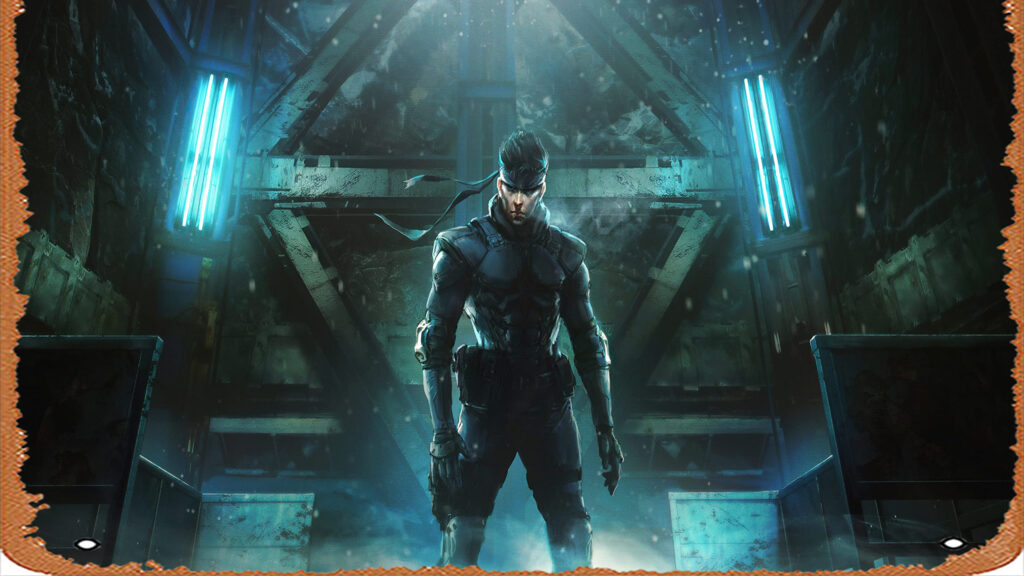 Solid Snake in Dark Industrial Corridor Desktop Wallpaper