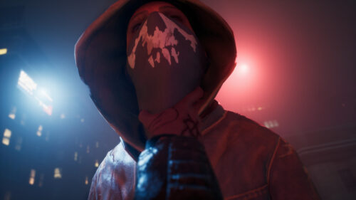 Nighttime Street Encounter Cinematic Desktop Wallpaper