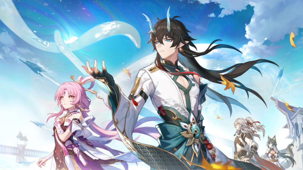 Anime Fantasy Characters Sky Scenery Desktop Wallpaper