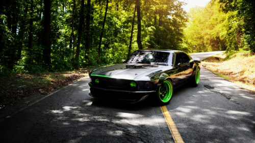 Neon Green Accented Custom Ford Mustang Desktop Wallpaper