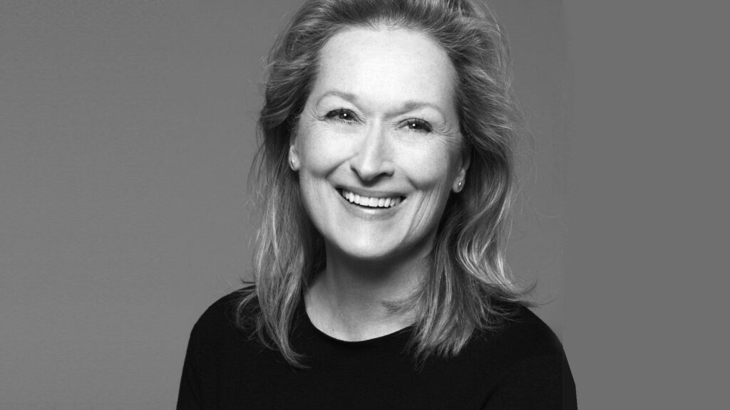 Black and White Portrait of Meryl Streep Desktop Wallpaper