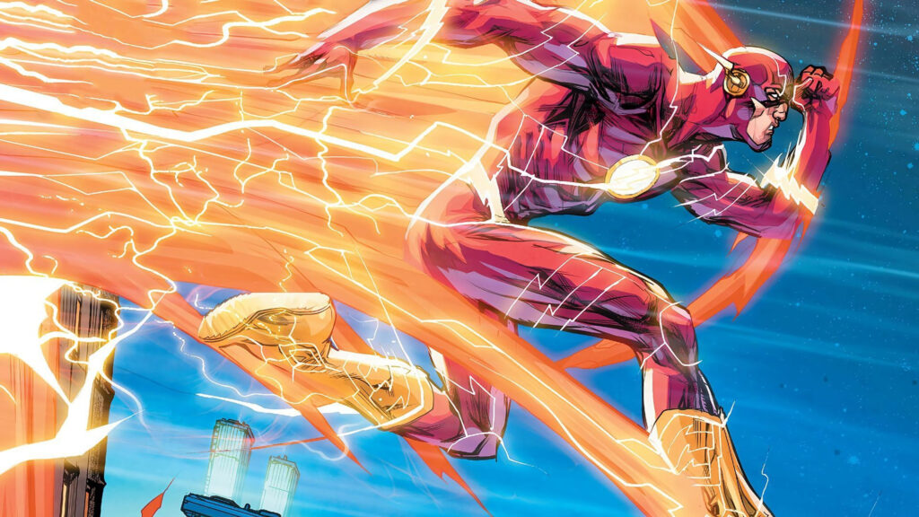 The Flash Running Through City Streets 4K Wallpaper