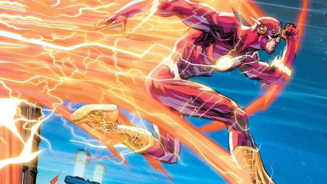 The Flash Running Through City Streets 4K Wallpaper