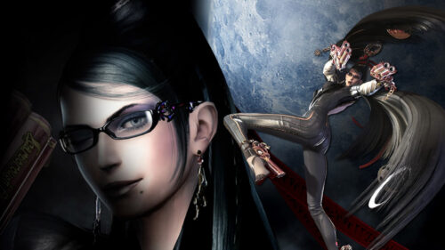 Bayonetta Dual Pose Action Shot Desktop Wallpaper