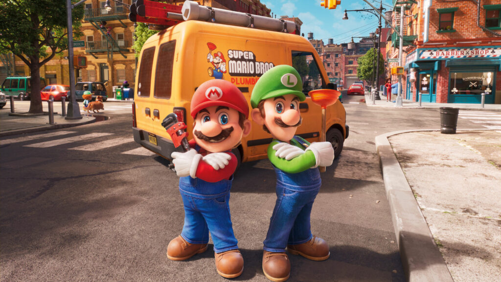 Super Mario Bros Movie Characters Standing in Brooklyn Desktop Wallpaper