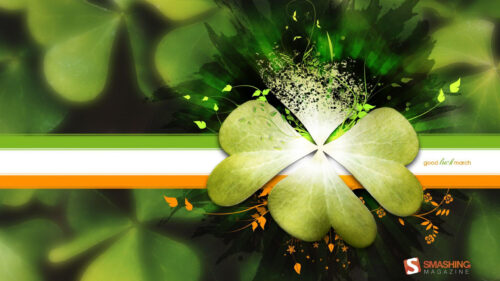 Abstract Four Leaf Clover St Patricks Day Themed Desktop Wallpaper