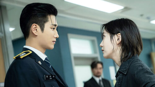 Flex X Cop TV Drama Characters Face-to-Face 4K Desktop Wallpaper