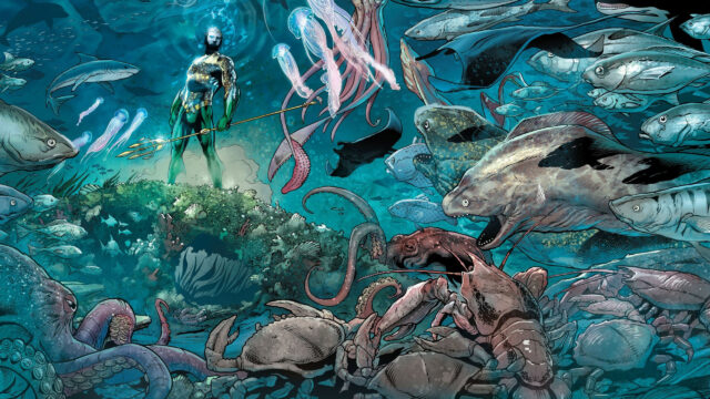 Underwater King with Aquatic Creatures 4K Desktop Wallpaper