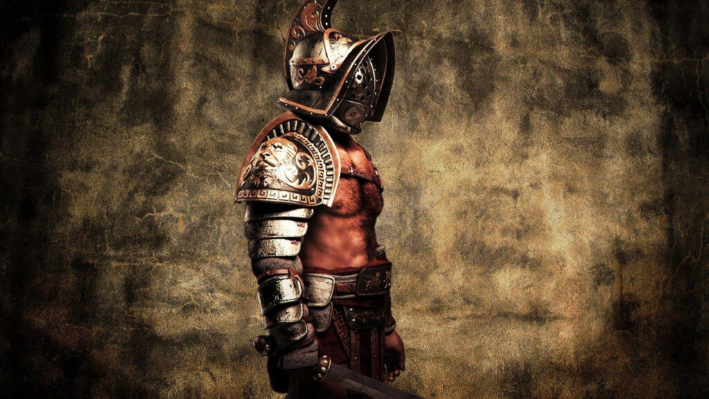 Warrior Gladiator in Ornate Armor Desktop Wallpaper