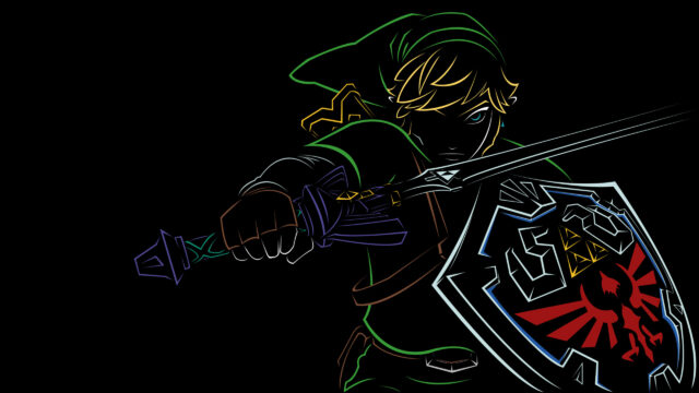 Minimalist Link Sword and Shield 4K Desktop Wallpaper