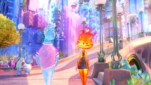 Ember Lumen and Wade Ripple in Elemental City Desktop Wallpaper
