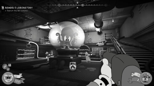 Cuphead Inspired First Person Shooter Lab Scene Desktop Wallpaper
