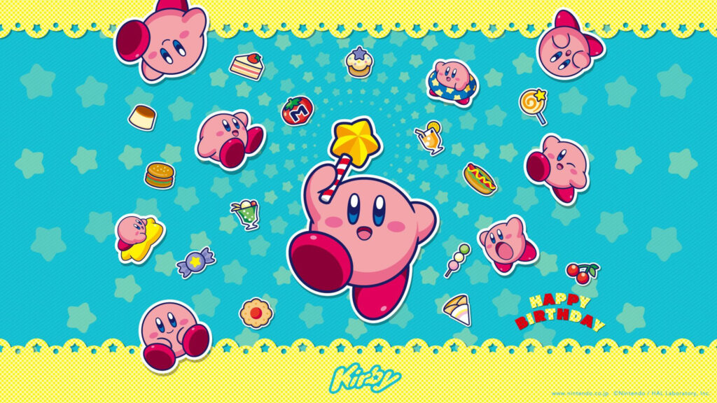 Kirby Birthday Celebration 16:9 Desktop Wallpaper