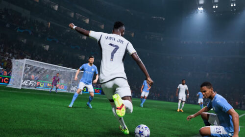 Vinicius Jr in Action EA Sports FC Soccer 4K Wallpaper