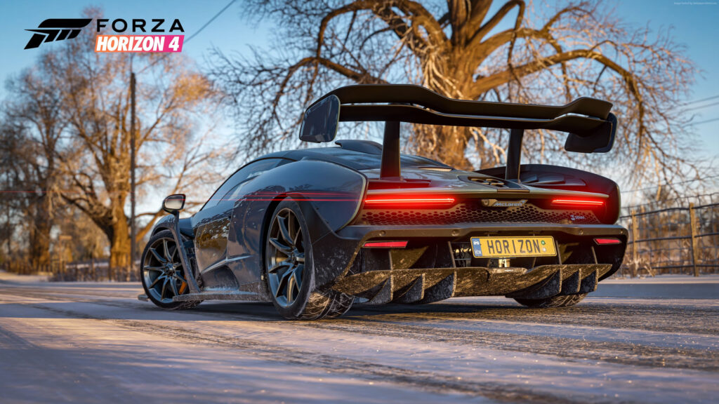 McLaren Senna Winter Driving 4K Desktop Wallpaper