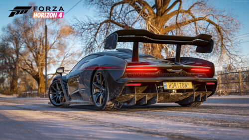 McLaren Senna Winter Driving 4K Desktop Wallpaper