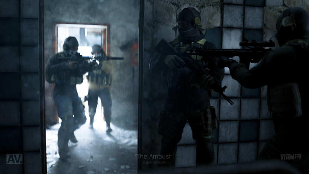 Tactical Ambush in Abandoned Building 4K Desktop Wallpaper
