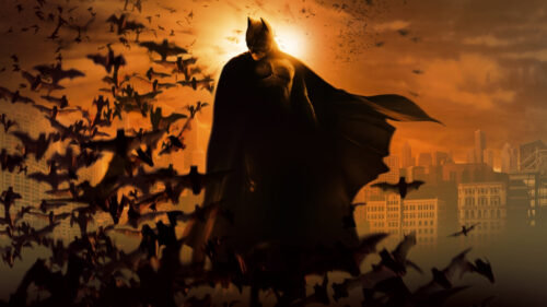 Batman Dark Knight Silhouette in Gotham City Desktop Wallpaper
