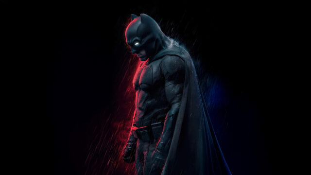 Batman Cinematic Portrait in Rain Desktop Wallpaper