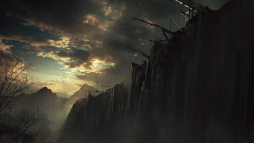 Dark Fantasy Mountain Landscape 4K Wallpaper