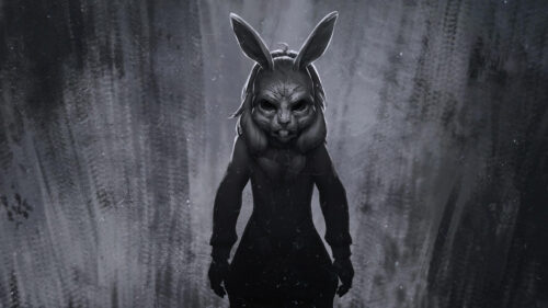 Creepy Rabbit Humanoid Silhouette 4K Desktop Wallpaper