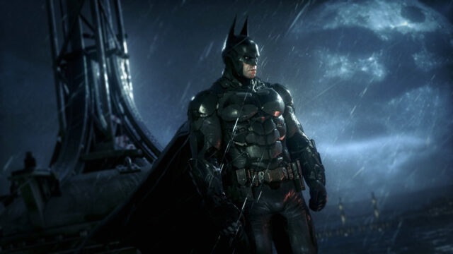 Batman Standing in the Rain Amidst a Stormy Night PC Wallpaper