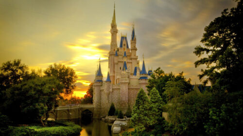 Cinderella Castle at Walt Disney World Sunset Desktop Wallpaper