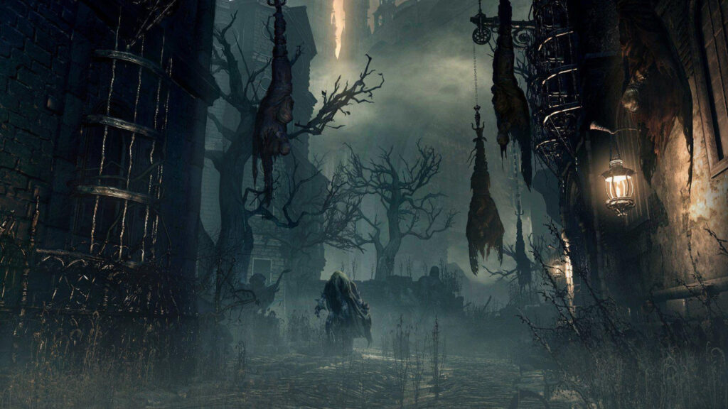 Gothic Horror Forest Path 4K Desktop Wallpaper