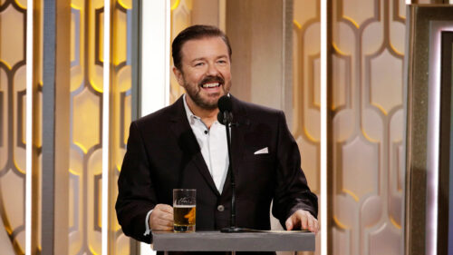 Ricky Gervais Golden Globes Stage Desktop Wallpaper