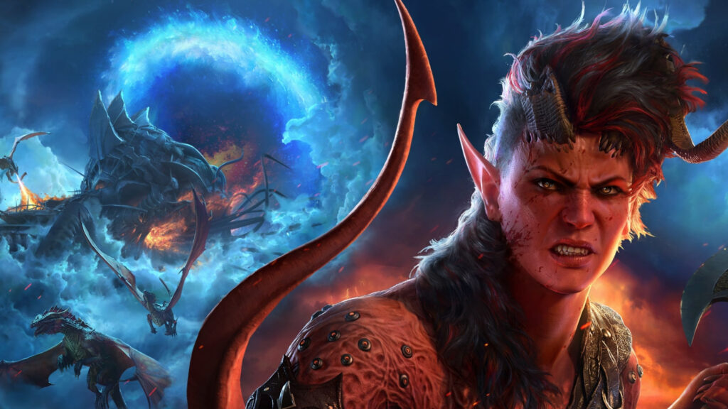 Tiefling Warrior in Battle Desktop Wallpaper