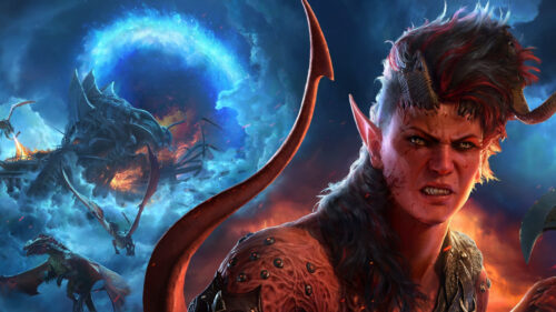 Tiefling Warrior in Battle Desktop Wallpaper
