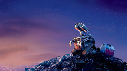 WALL-E Standing on a Trash Pile 4K Wallpaper