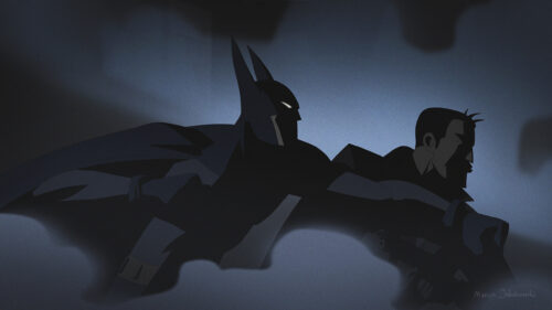 Minimalist Batman and Commissioner Gordon Desktop Wallpaper