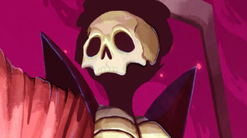 Stylized Skeletal Reaper Digital Art Desktop Wallpaper
