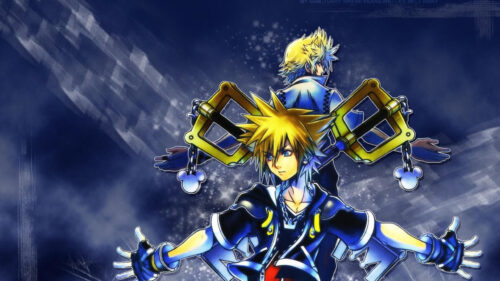Sora and Roxas from Kingdom Hearts Anime Style Desktop Wallpaper