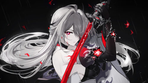 Acheron Red Blade Warrior 4K Desktop Wallpaper