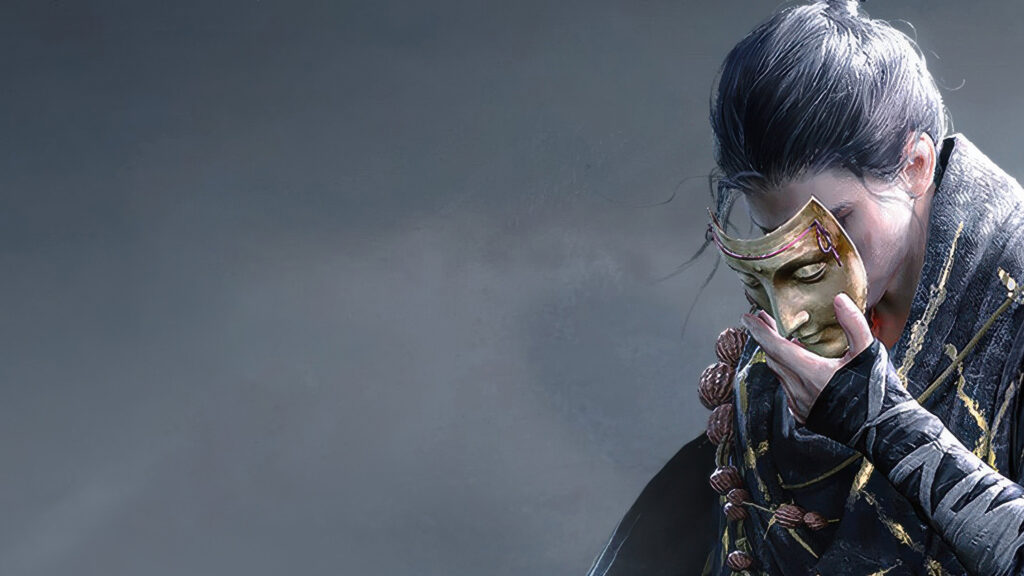 Mysterious Warrior with Golden Mask Desktop Wallpaper