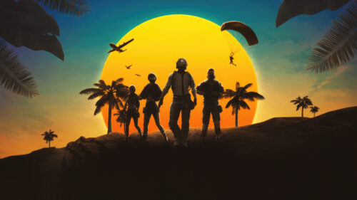 Battle Royale Sunset Squad 4K Desktop Wallpaper
