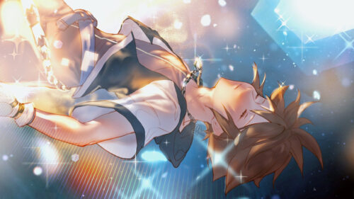 Anime Boy Resting in Shimmering Light 4K Wallpaper