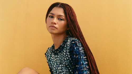 Zendaya Portrait in Sequined Top Desktop Wallpaper