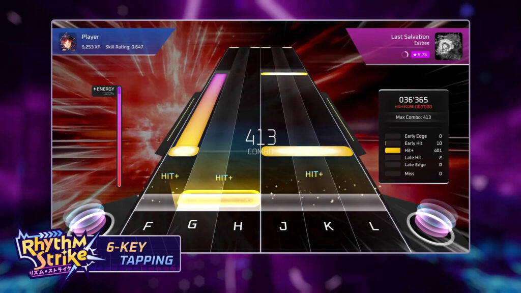 Rhythm Strike 6-Key Tapping Gameplay Desktop Wallpaper